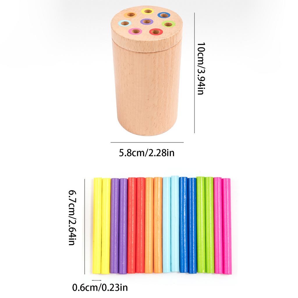 Children'S Color Classification Tube, 3-6 Years Old, Color And Shape Recognition Pairing, Wooden Toys