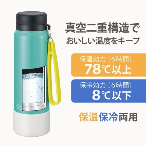 Peacock Water Bottle, Compatible with Sports Drinks, Rubber Material, with Dedicated Strap, Stainless Steel Mug Bottle, Mint Green, 1.0L, AKD-RS100 GM