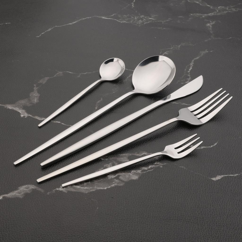 Couverts noirs en acier inoxydable 304, 30 pièces, service de table pour fête, service d'argenterie de cuisine avec cuillère à café, fourchette à Dessert