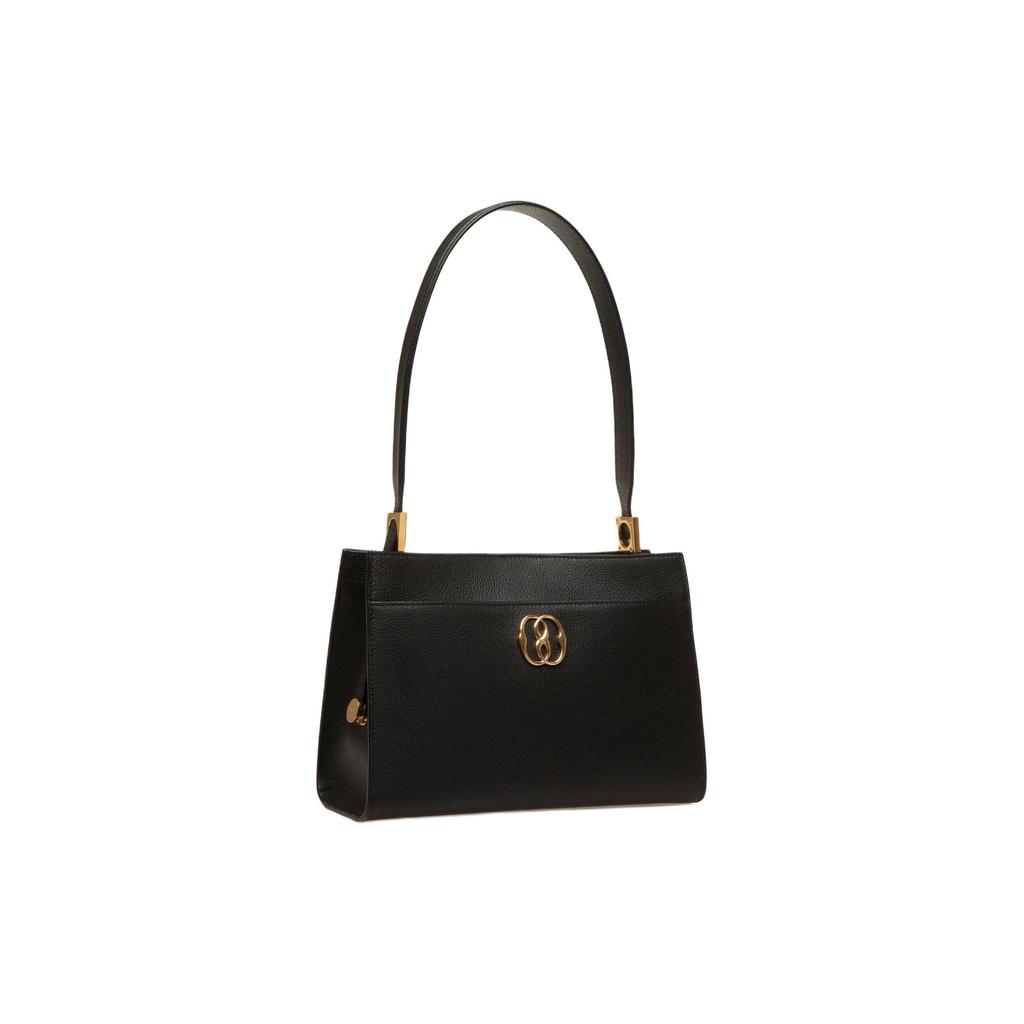 Bally Emblem Fashion Casual Solid Color Grain Leather Tote Shoulder Bag Women bags Black 6306504