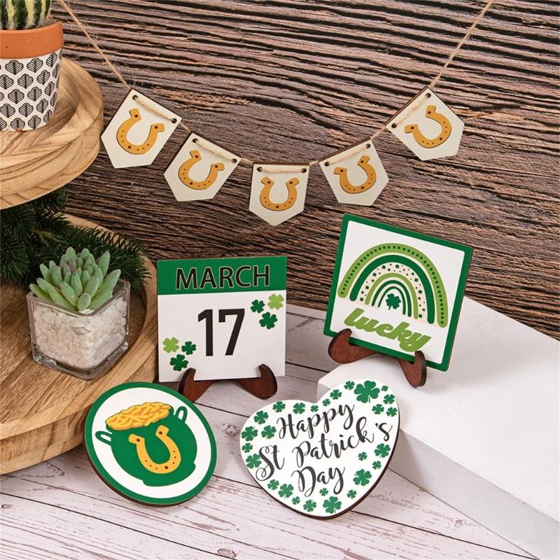 Patricks Day Decorations for Kitchen Room Tabletop Patrick's Day Tiered Tray Decor Set Happy Patricks Day Card