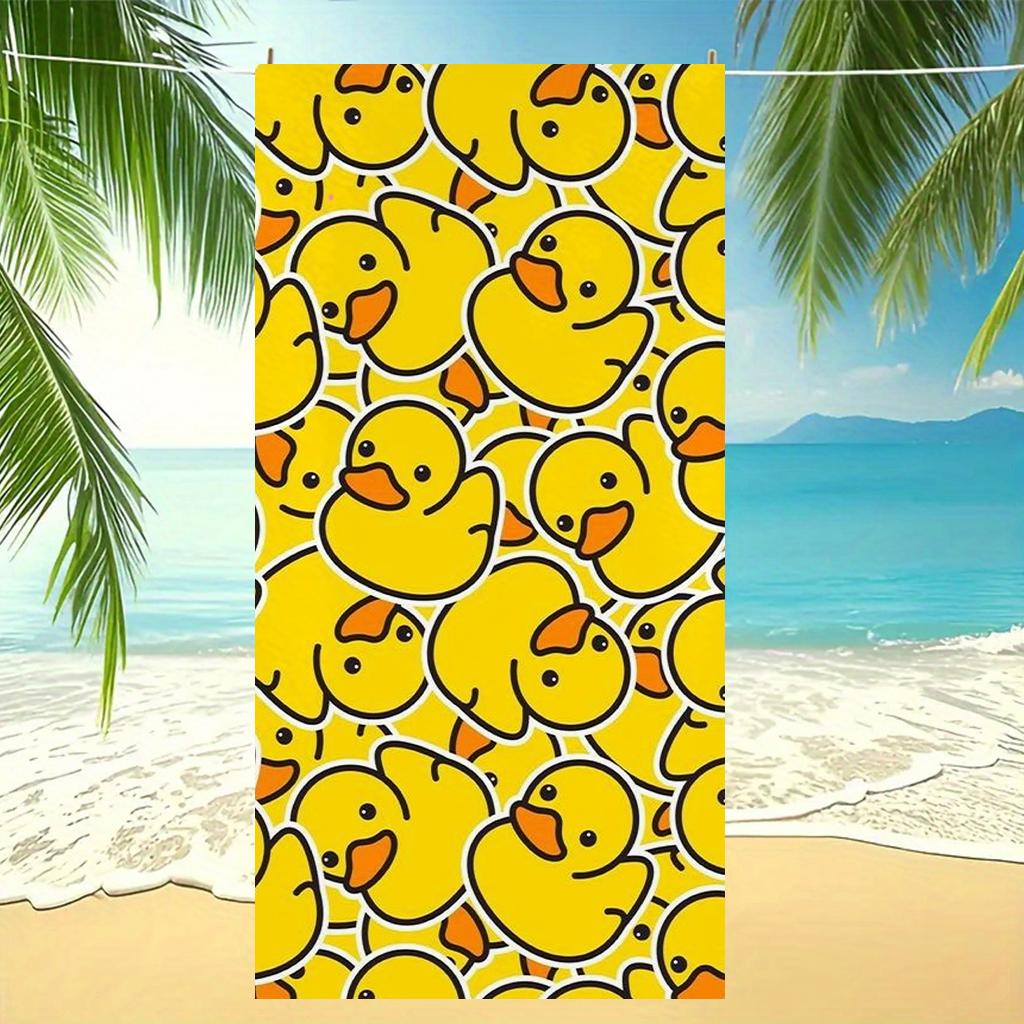 Süßes gelbes Gummi-Enten-Print Strandtuch Schnelltrocknendes Mikrofaser-Badetuch