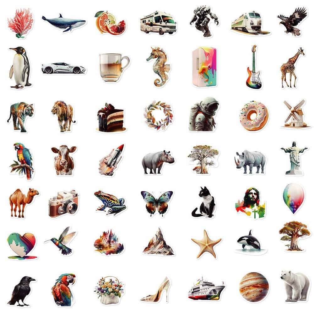 50-Piece Set No Duplicates: Elegant Vintage Minimalist Illustration Stickers - Decor for Notebooks, Luggage, Water Bottles