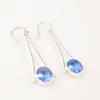 Natural Tanzanite Gemstone 925 Sterling Silver Handcrafted Dangle Earrings 2.63" EE-136-7