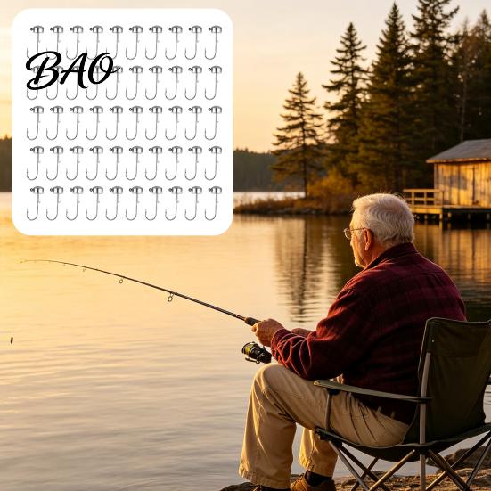 Fishing Equipment Kit 50Pcs Metal Hooks Set, 3.5/5/7/10/14g Jig Head Hook, Heavy Replacement Duty Fish Hook with Barbs for Freshwater Saltwater