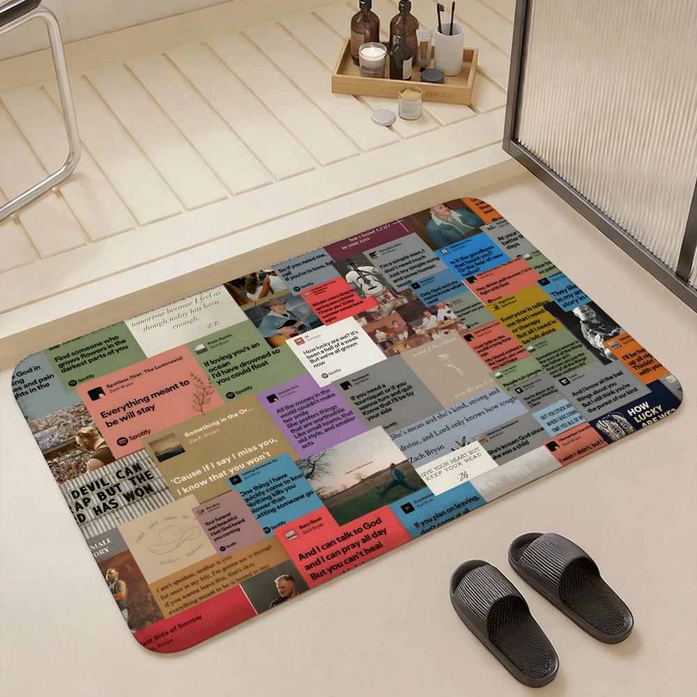 Singer Z Zach Bryan Floor Mat Eco Flannel Doormat Non Slip Odorless Indoor Floor Rug Soft Short Plush Home Mat