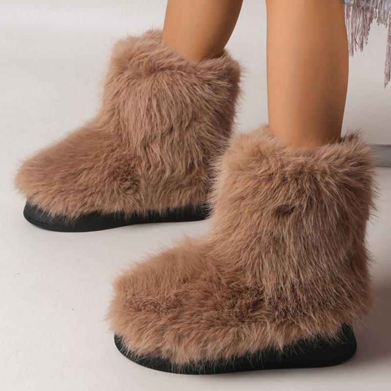 Fashion Y2K Fluffy Furry Snow Boots Women Winter Thicken Short Plush Warm Ankle Boots Woman Comfy Non Slip Platform Winter Shoes Female