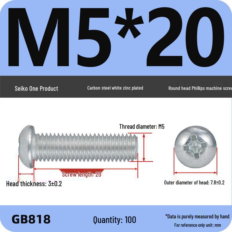 4.8 Grade Galvanized Phillips Round Head Screw (M2-M8)
