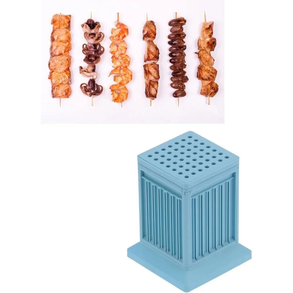 BBQ Špízy Nástroj pro venkovní kuchyni Stroj na masové špízy, 49 otvorů Stroj na špízy Kebab Making Box