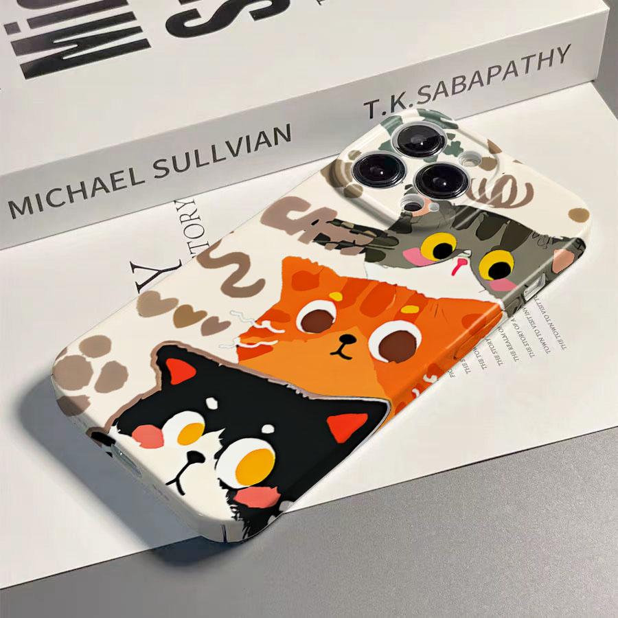 Cute Fat Cat Phone Case for Samsung Galaxy S20 S21 S22 S23 S24 S25 FE Plus Note20 Ultra 4G 5G Glossy Film Hard PC Cover
