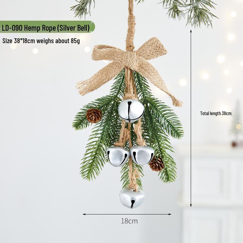 2026 Christmas Tree Decor: Creative Hemp Rope with Silver Bells and Bow for Festive Atmosphere.