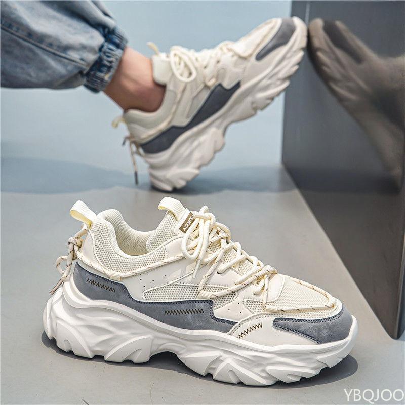 

Men s spring summer new lightweight breathable mesh sports shoes casual comfortable thick soled men running sneakers 39 бежевый