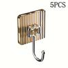 5pcs No-drill Hooks---Traceless Hooks Kitchen Bathroom Bathroom Organization Supplies Super Strong Self-adhesive, Utility Hooks