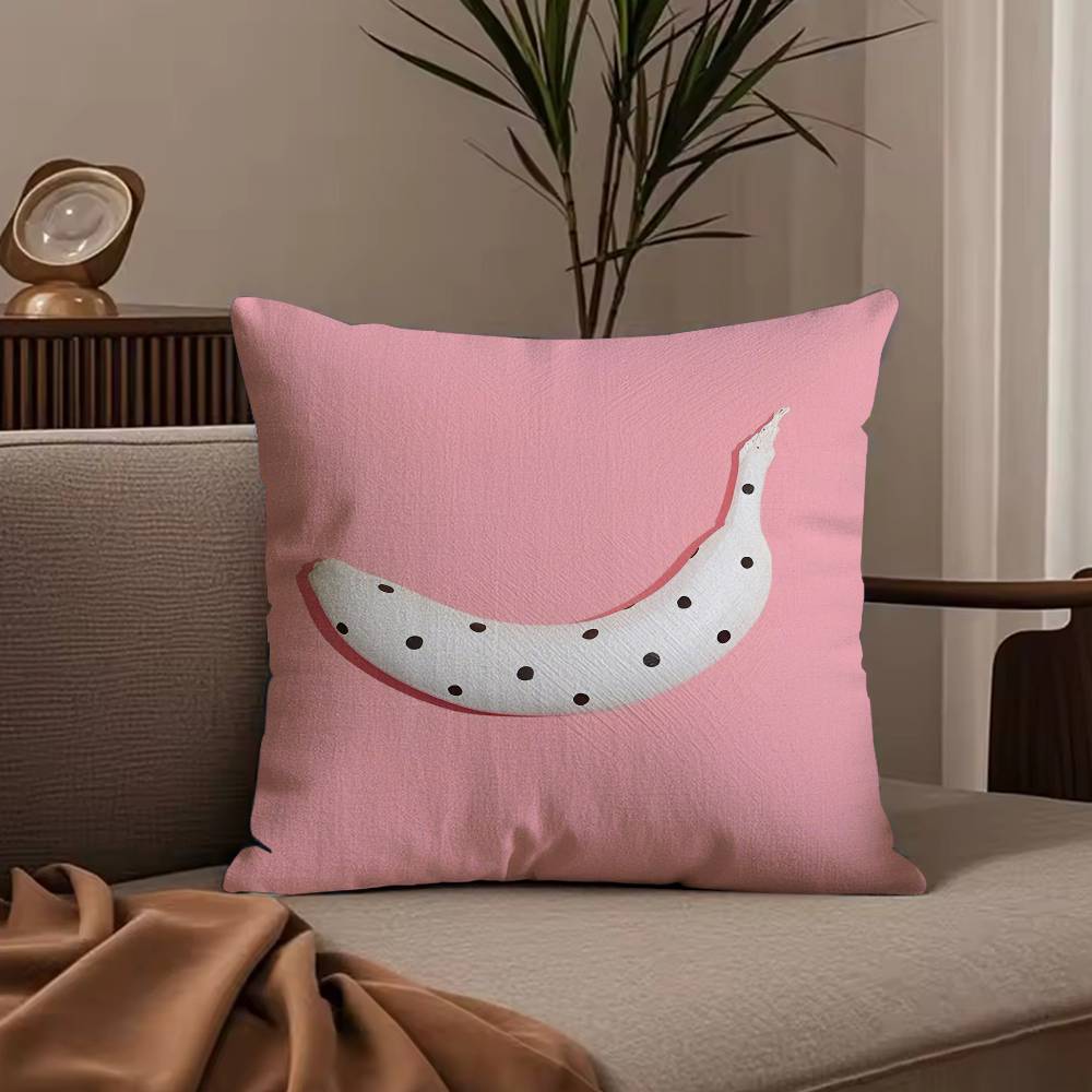 Tropical Plant Fruits Pillow Case Anti-dustmite Pillowcase Invisible zipper silky short plush Sofa cushion cover