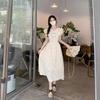 Gentle wind design sense niche French waist fairy embroidered floral dress spring and summer high-end lady dress