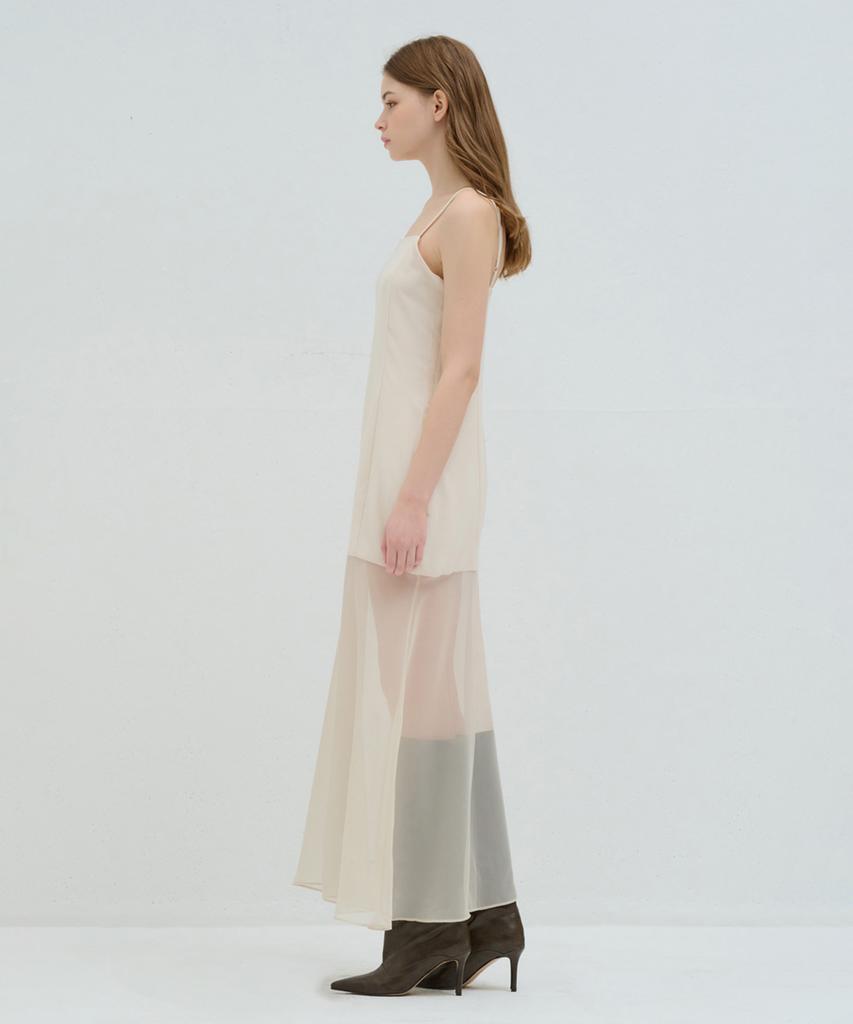 Kamino Layered Long Sleeveless Dress Cream