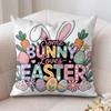 Happy Easter Cartoon Cute Cushion Cover Silky Short Plush Invisible Zipper Dustproof Sofa Pillow Case For Home Decor