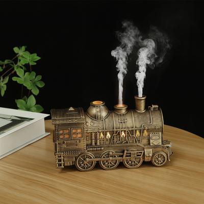 300ML Vintage Dampflokomotive Luftbefeuchter mit 2-Farben-LED-Licht Kaltnebel-Luftbefeuchter Aroma-Diffusor für Büro Schlafzimmer