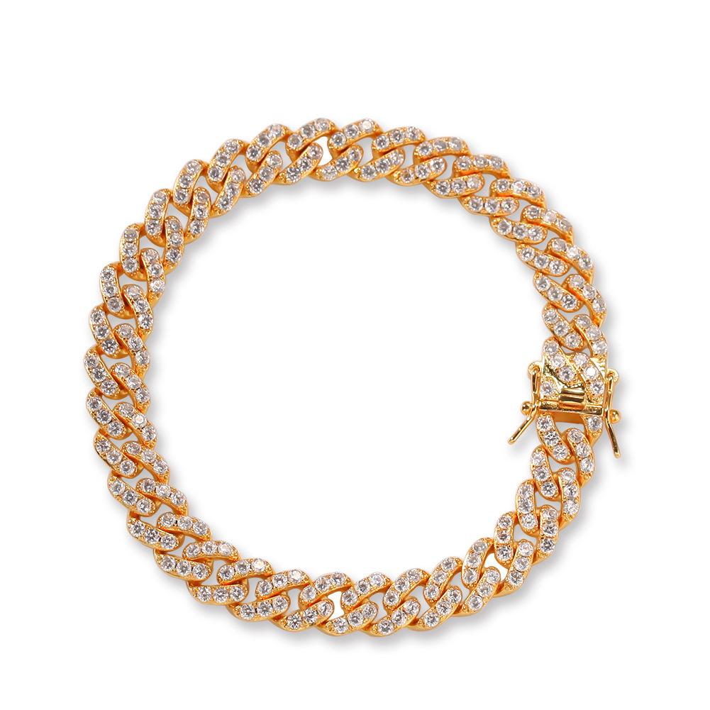 9mm 8.5inch 9inch 9.5inch Wholsale Ladies Anklets Silver Pink Gold Plated Diamond Custom Zirconia Anklet Brass Cuban Link Chain