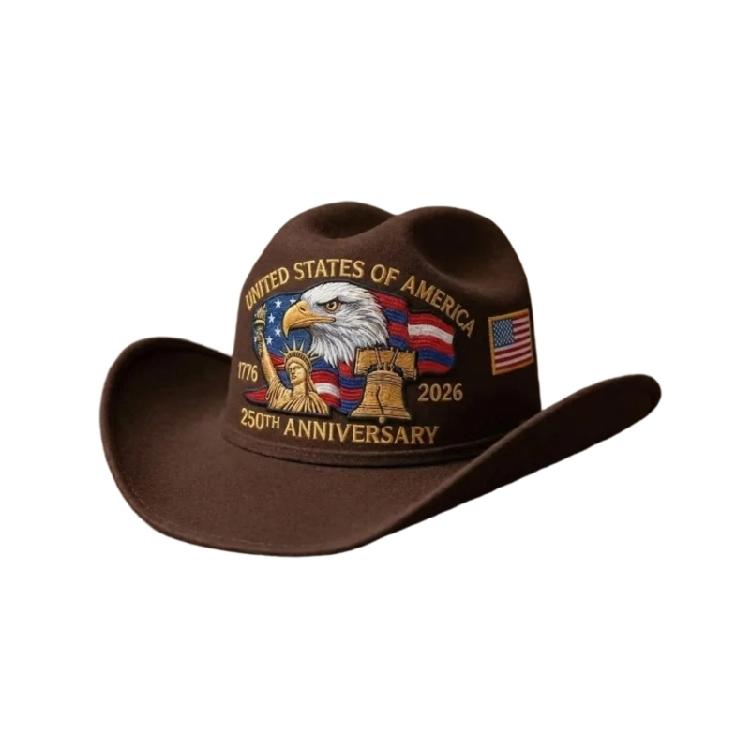 Fashionable Patriotic Embroidered Cowboy Hat Headwear Accessories For Holiday Gatherings And Outdoors adventure
