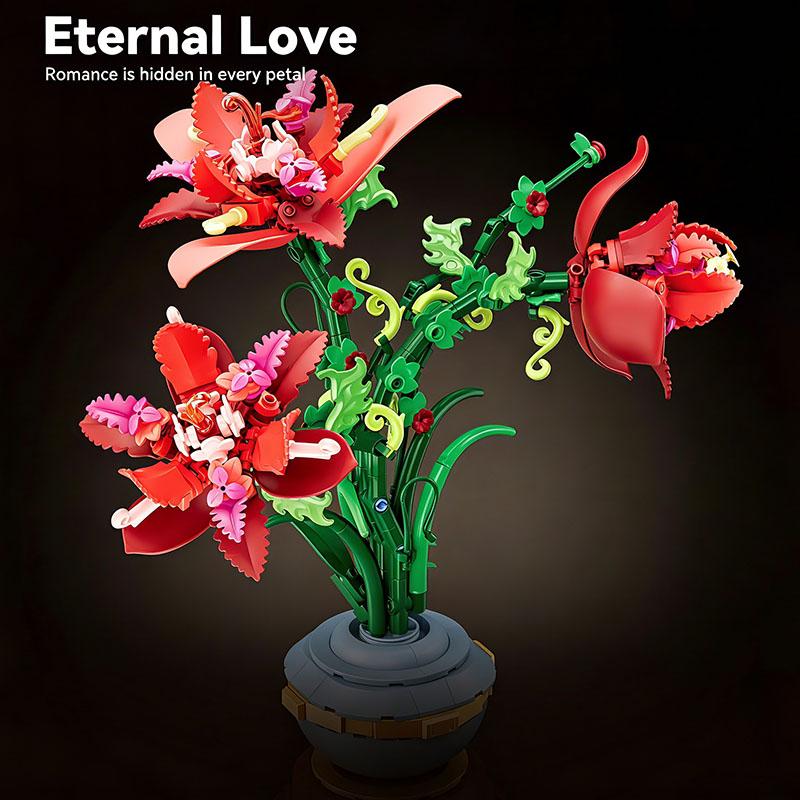 MOC Bricks Toys Model Assembly Educational 2026 New 505 Pcs Bouquet Building Block Flowers Set Desktop Ornament Adults Boy Gifts