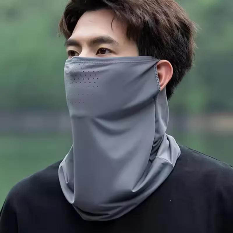 1Pc Ice Silk Sunscreen Masks for Men Women Summer Outdoor Cycling Hiking Breathable Cooling Face Cover Neck Wrap Balaclava Scarf
