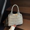 2025 summer new gold and silver thread bracelet hook hollow woven bag fashion trend vacation beach portable shoulder bag