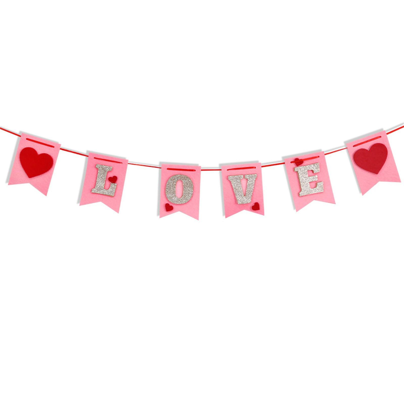 

Украшение ко Дню святого Валентина Флаг Флэш-Любовь Цветочное украшение Любовная вечеринка One Size