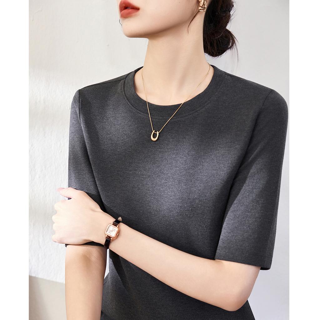 Modal cotton round neck medium-sleeved women's half-sleeved inner bottoming shirt early autumn new five-quarter-sleeved outer top