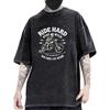 Sommer Herren Trend Letter Schädel Motorrad Print Retro Used 100% Baumwolle Gewaschenes T-Shirt Street Style