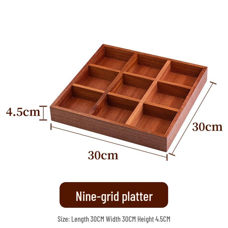 ZISIZ Wooden Serving Tray with 9 Compartments