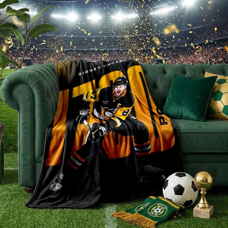 Pittsburgh Hockey Player Crosby Throws Blanket Flannel Blankets Plush for Couch Bed Gifts for Men Women Travel picnic blanket Christmas fan gifts