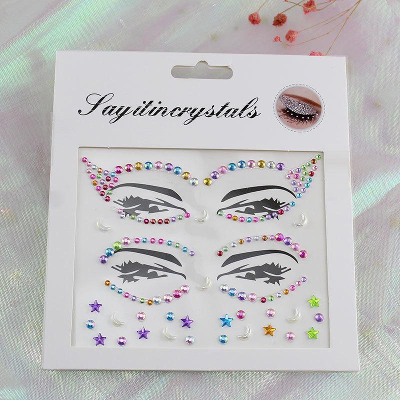 Face and Eye Rhinestone Teardrop Stickers - Pearl & Diamond Bindi Jewelry