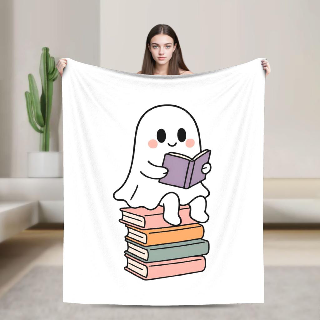 Ghost Reading Blanket Quality Warm Soft 2025 New Halloween Throw Blanket Winter Kid Adult Couch Chair Sofa Bed Fashion Bedspread