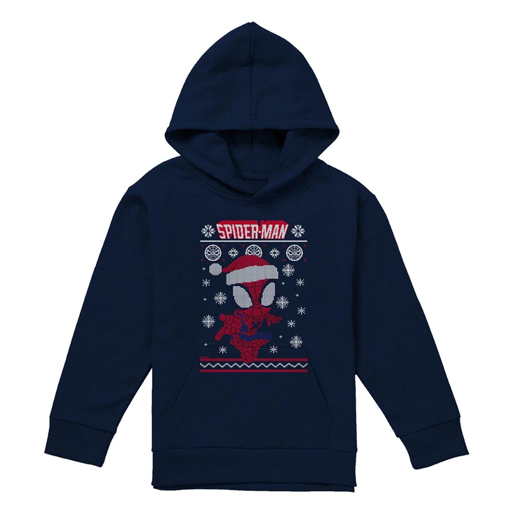 Spider-Man Childrens/Kids Snowflake Pull Over Christmas Hoodie