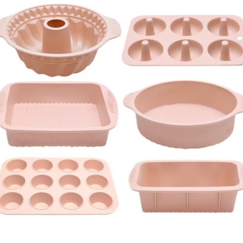 Silicone cake mold six-piece set food grade silicone round cake shop kitchen baking silicone cake mold