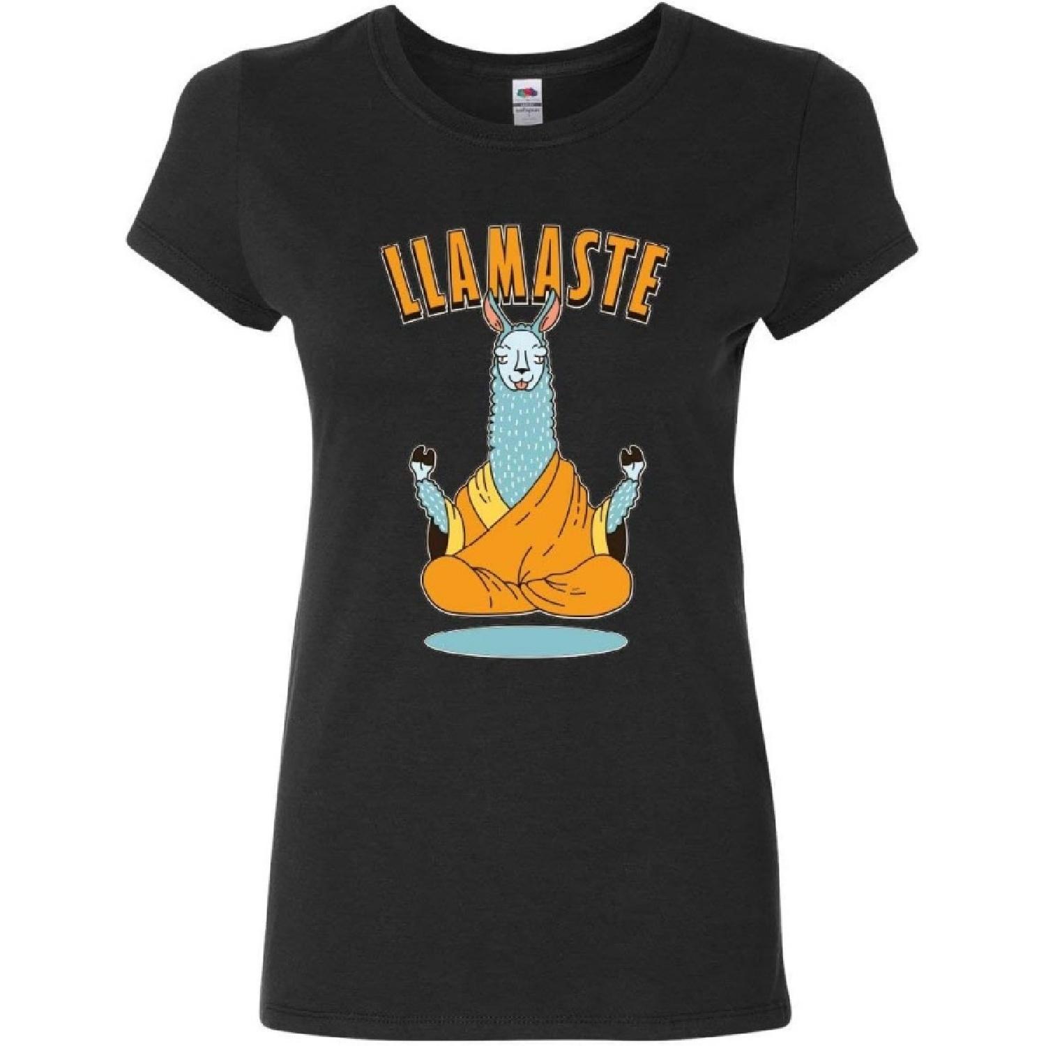 Llamaste Women s T-Shirt Funny Yoga Namaste Llama Peace Pilates Lotus Om Shirt S