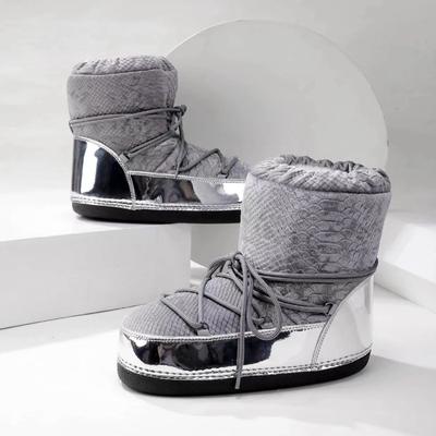 Fashion Winter Bigger Size Thickened Plush Women's Space Boots Mid Length Ladies Skiing Boots Waterproofs Bigger Fashion Shoes