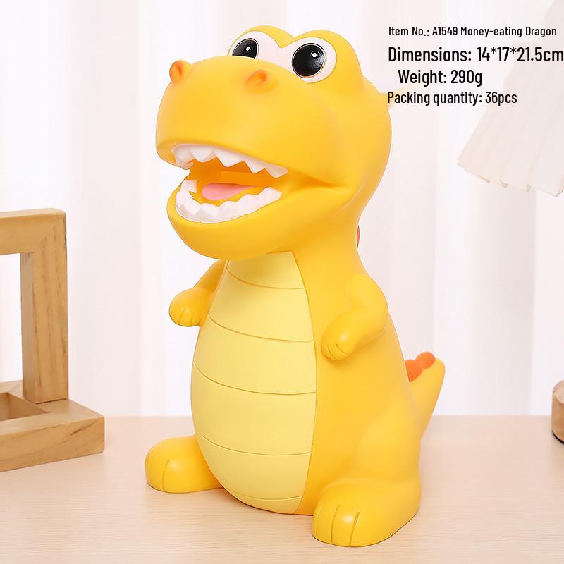 Large Dinosaur Piggy Bank - Drop-proof Silicone Money Box for Kids