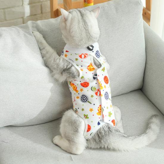 Cat Weaning Suit Cartoon Pattern Anti-licking Skin-friendly Pet Cats Surgical Recovery Suit Pet Supplies