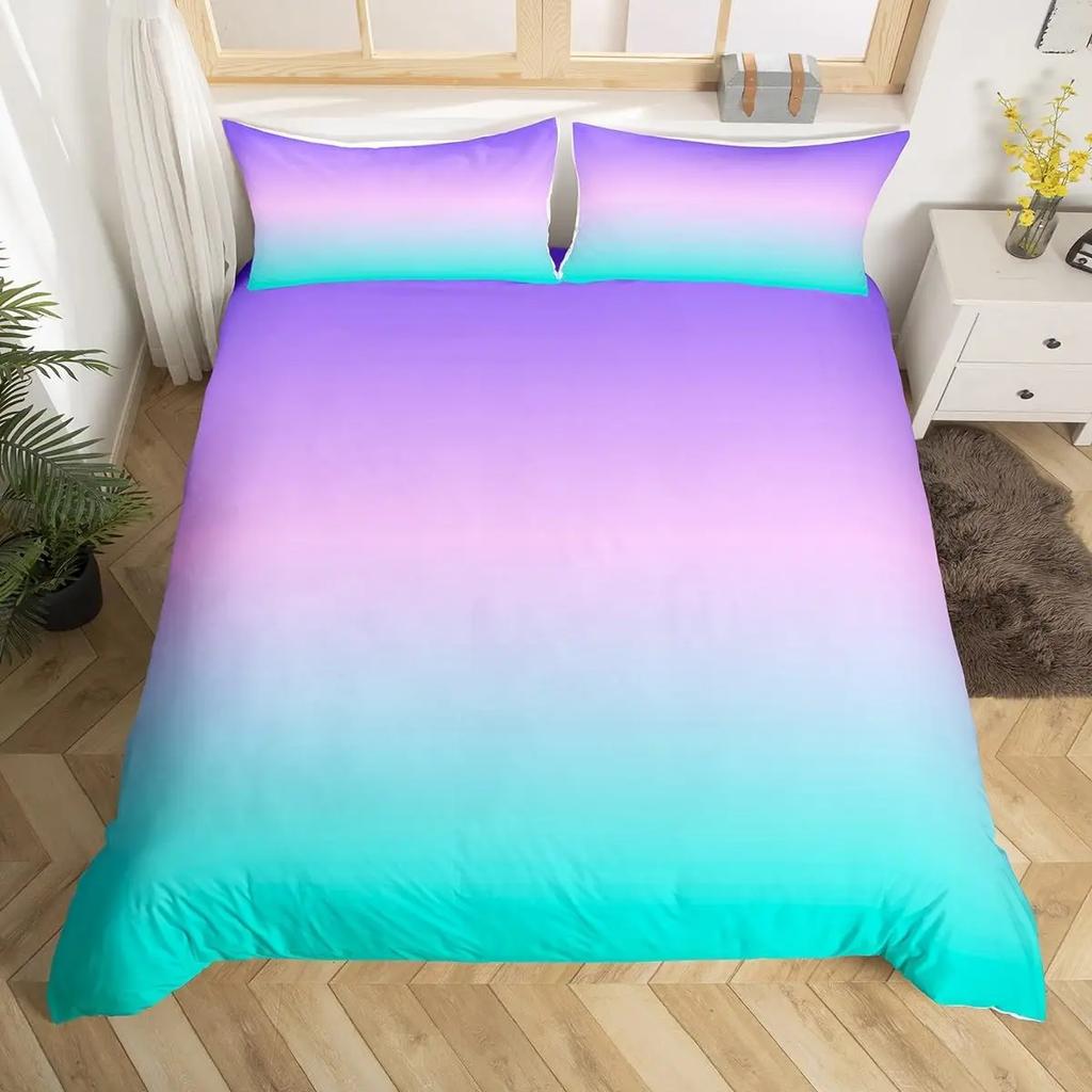 Dopamine Rainbow Stripe 3D Printed Duvet Cover Colorful Printed Bedding Light Luxury 3 Piece Set With 2 Pillowcases No Quilt