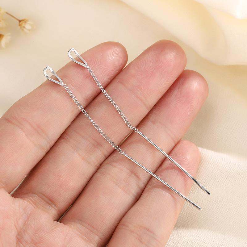 Spring Fashion Tassel Long Simple Earrings Elegant Temperament Ear Studs Jewelry