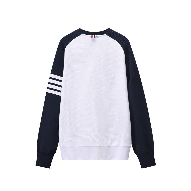 TB BROWIN2025 Autumn Water Ripple Raglan Sleeve Color Block Casual Crew Neck Sweatshirt