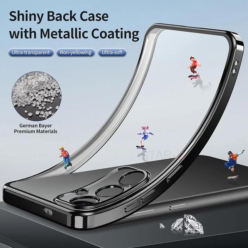 S 24 23 22 21 Plating Transparent Case For Samsung Galaxy S24 S23 S22 S21 Ultra Plus Fe G Clear Silicone Back Cover