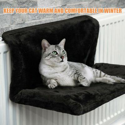 Katzen Hängebett Haustier Tier Heizkörperbett Warmer Fleecekorb Wiege Hängematte Metall Eisenrahmen Abnehmbare Katzenhängematte