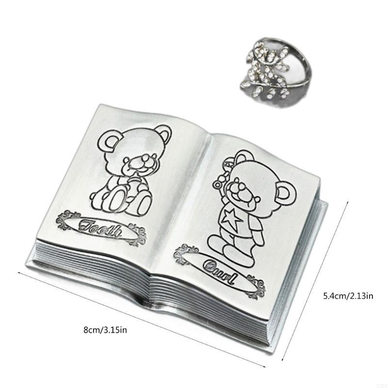 Baby First Tooth and Metal Case Decorative Baby Teeth and Fetal Hair Storage Container Metal Box for Nursery X3UC
