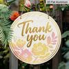 2D Flat Retro Aluminum Wall Sticker, Available In Multiple Sizes. A Pink and Gold Floral Thank-you Decoration with A Marble Background, Perfect for