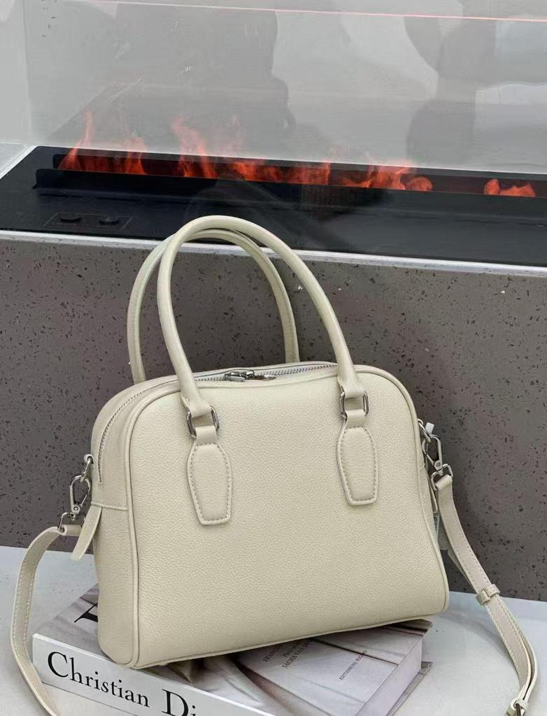 Women's Genuine Cowhide Leather Bowling Handbag - Versatile Pillow Shoulder/Crossbody Bag