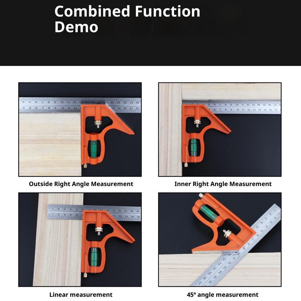 Stainless Steel 90/45 Degree Ruler High Precision Adjustable Combination Square Ruler Multi-Angle Measuring Tool for Woodworking