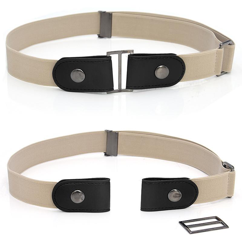 Leather Elastic Belt For Men And Women With Metal Buckle And Adjustable Fit